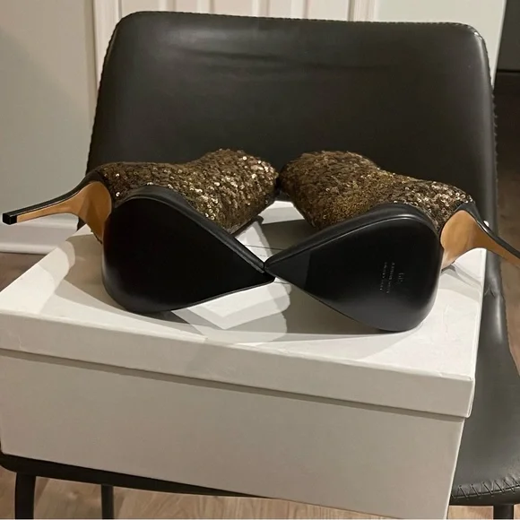 Balmain Bronze/gold and black Sequins booties - Picture 3 of 5